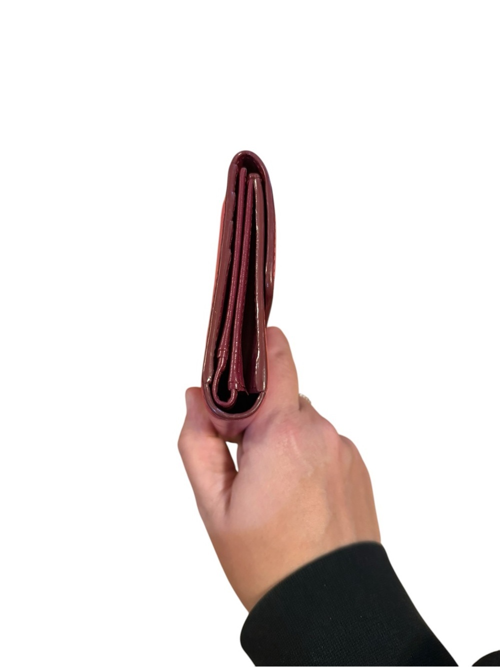 Lodis Bright Fuchsia Leather Flap Clutch with Subtle Embossed Logo - Picture 4 of 7
